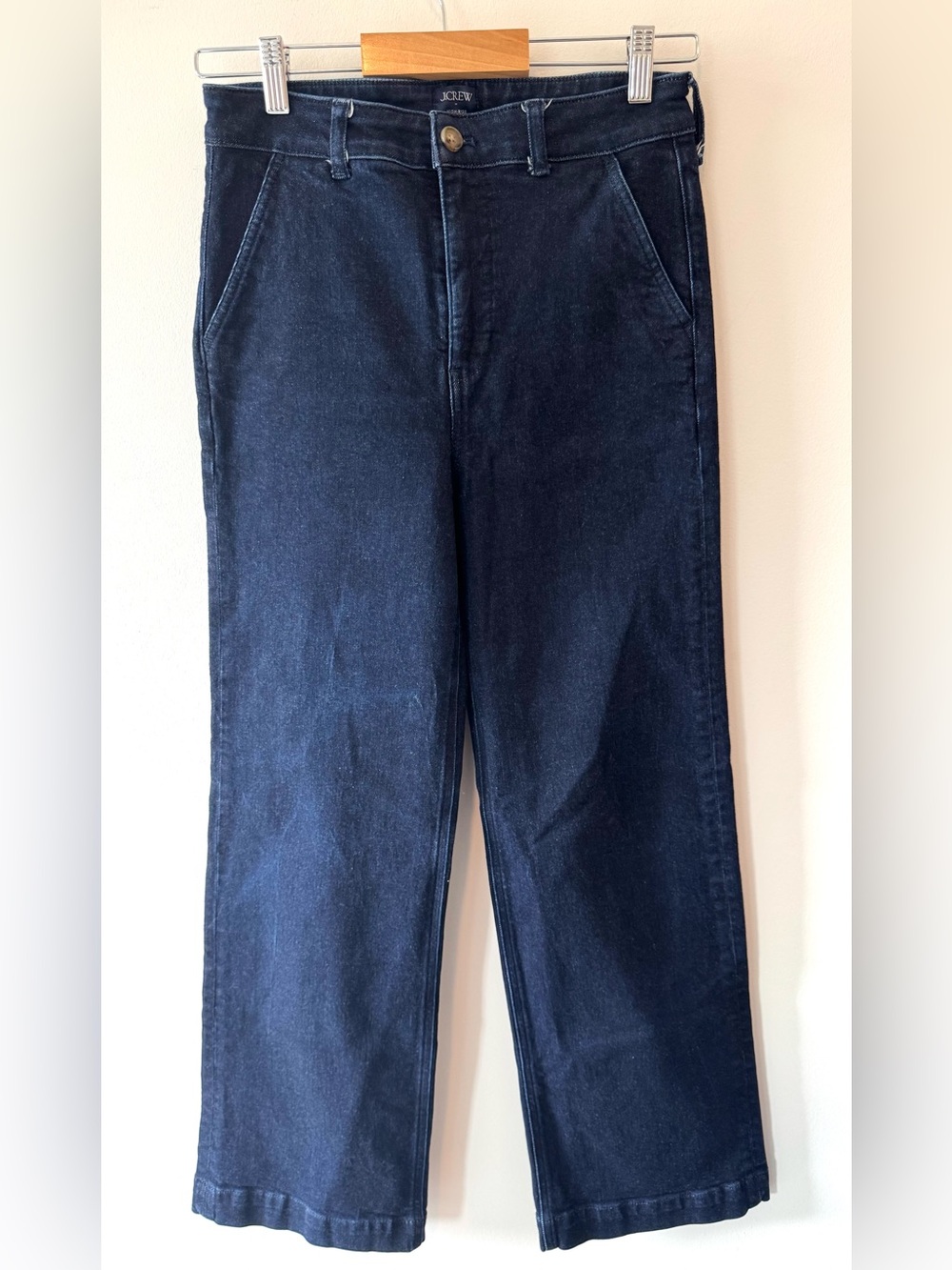 J.Crew High-Rise Trouser Jeans Size 26 Dark Indigo Wash Wide Leg Denim